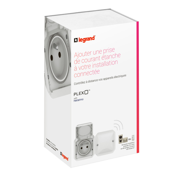 Prise Connectée Plexo Netatmo 2P+T Étanche IP55 16A 3680W avec Suivi Conso - Blanc