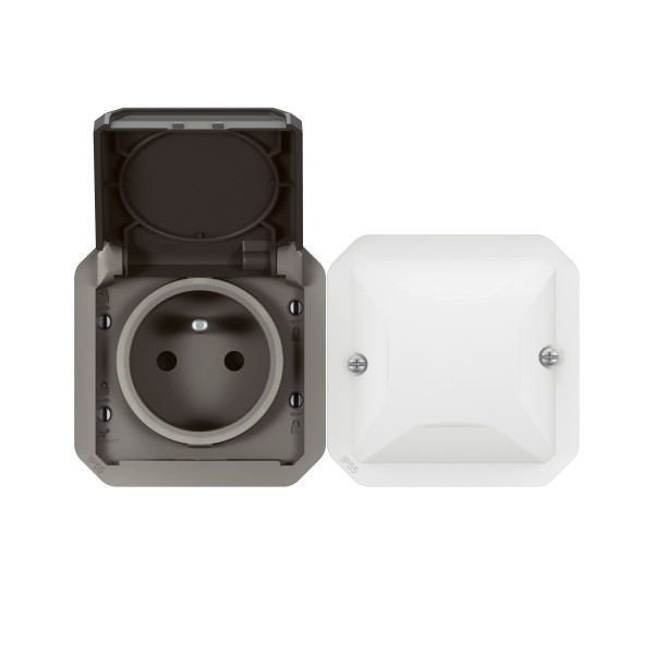 Prise Connectée Plexo IP55 2 Postes Anthracite avec Suivi Conso Netatmo
