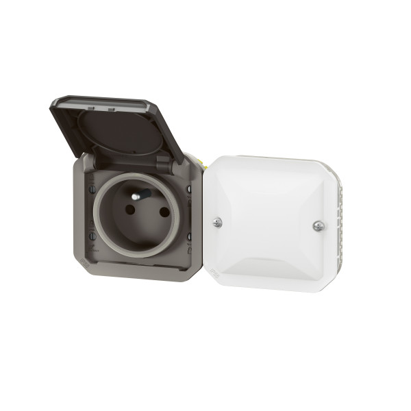Prise Connectée Plexo IP55 2 Postes Anthracite avec Suivi Conso Netatmo