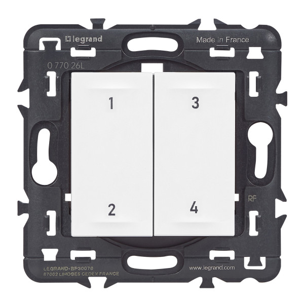 Commande 4 scénarios sans fil et sans pile Mosaic Netatmo - Blanc