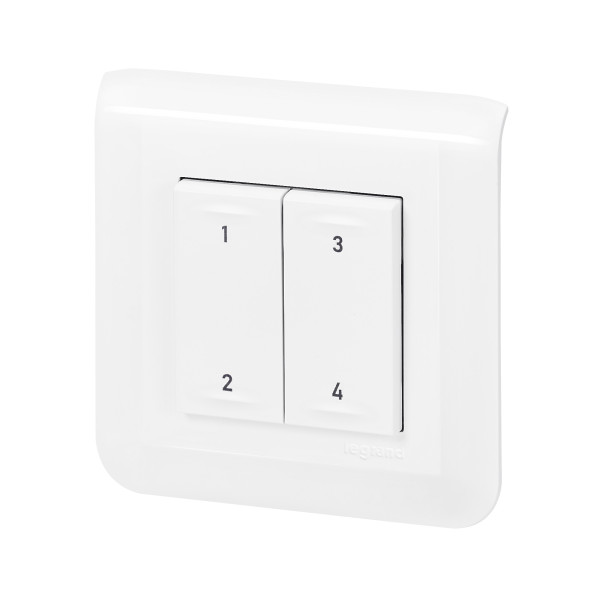 Commande 4 scénarios sans fil et sans pile Mosaic Netatmo - Blanc