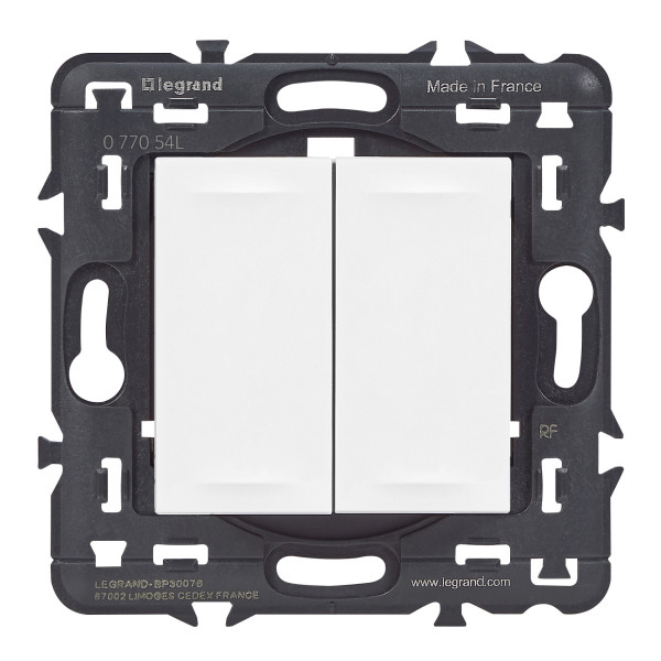 Commande double sans fil et pile Mosaic With Netatmo pour éclairage et prises - Blanc