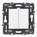 Commande double sans fil et pile Mosaic With Netatmo pour éclairage et prises - Blanc