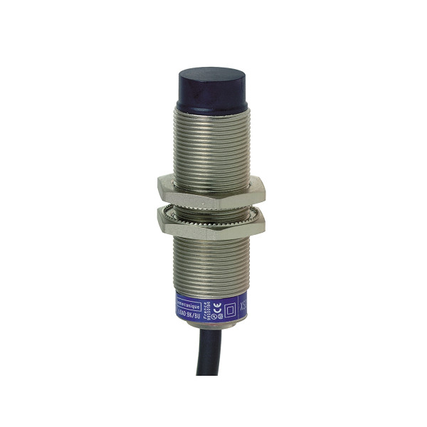 Detecteur inductif cylindriq m18 12 24v dc npn no 3fils non noyable cable 2m
