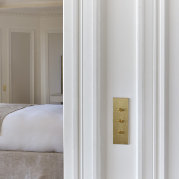 Façade etroite longue confidence en laiton satiné à led 48v 1 push à vis - Modelec - 121419-LDC