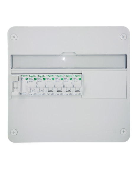 Tableau électrique pré équipé Schneider Resi9 XP 1 rangée 40A 6 disjoncteurs pré-câblé