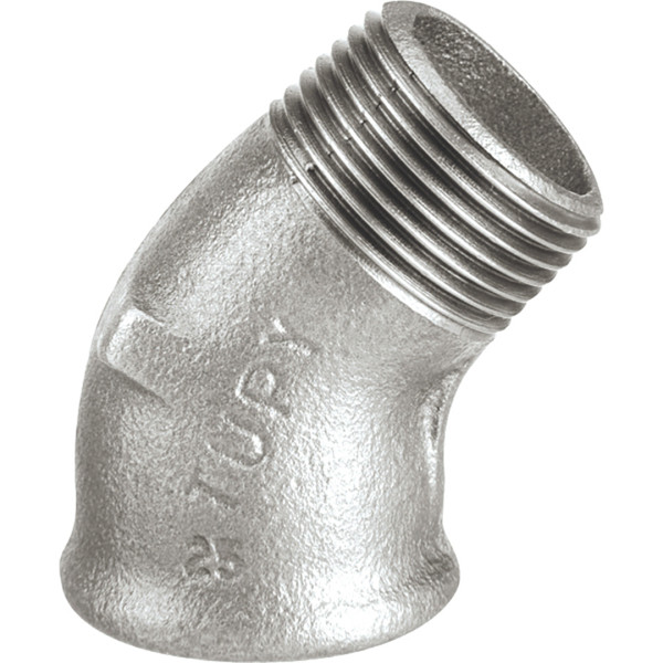 Raccord fonte malléable galva 1'' coudé mâle-femelle petit rayon 45°  - Sferaco - 121G26