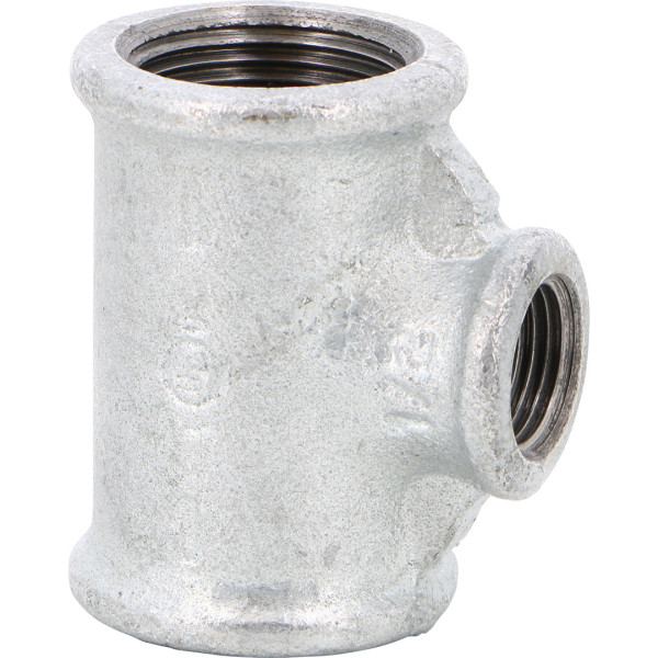 Raccord fonte malléable galva 21/2x21/2x2té réduit femelle-femelle-femelle 