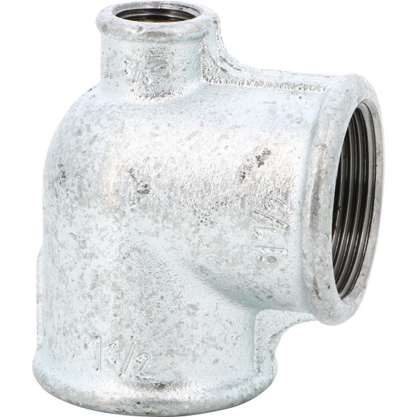 Raccord fonte malléable galva 21/2x21/2x2té réduit femelle-femelle-femelle 