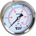 Manomètre boitier inox à bain-ø63-axial-raccord 1/4 bsp 0-100 bars psi 0/1450