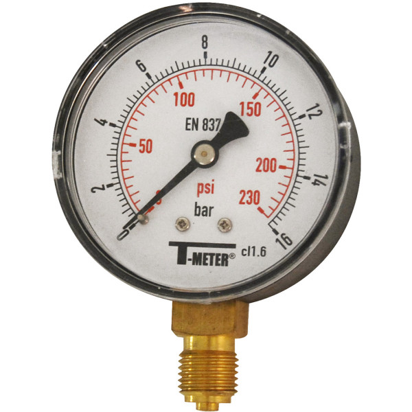Manomètre à boitier abs-sec-ø63-radial-raccord 1/4 bsp 0-40 bars psi 0/580