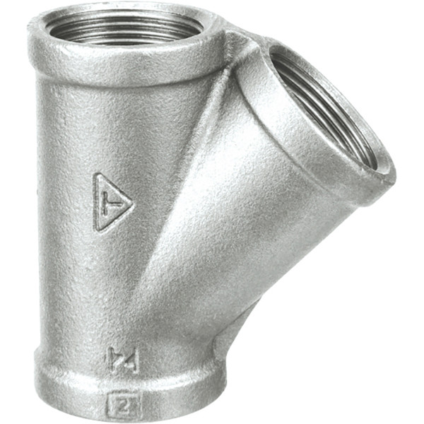 Raccord fonte malléable galva 21/2en té égal femelle-femelle-femelle oblique 45° 