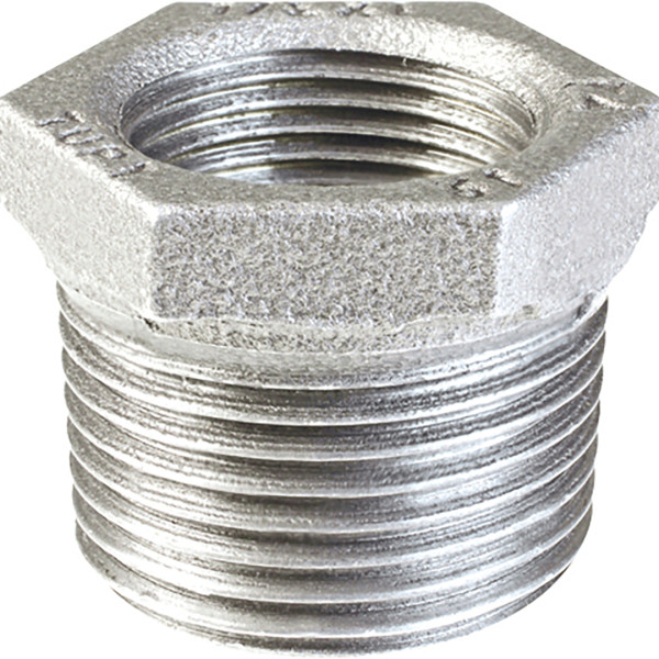 Raccord fonte malléable galva 3x2 réduction mâle-femelle