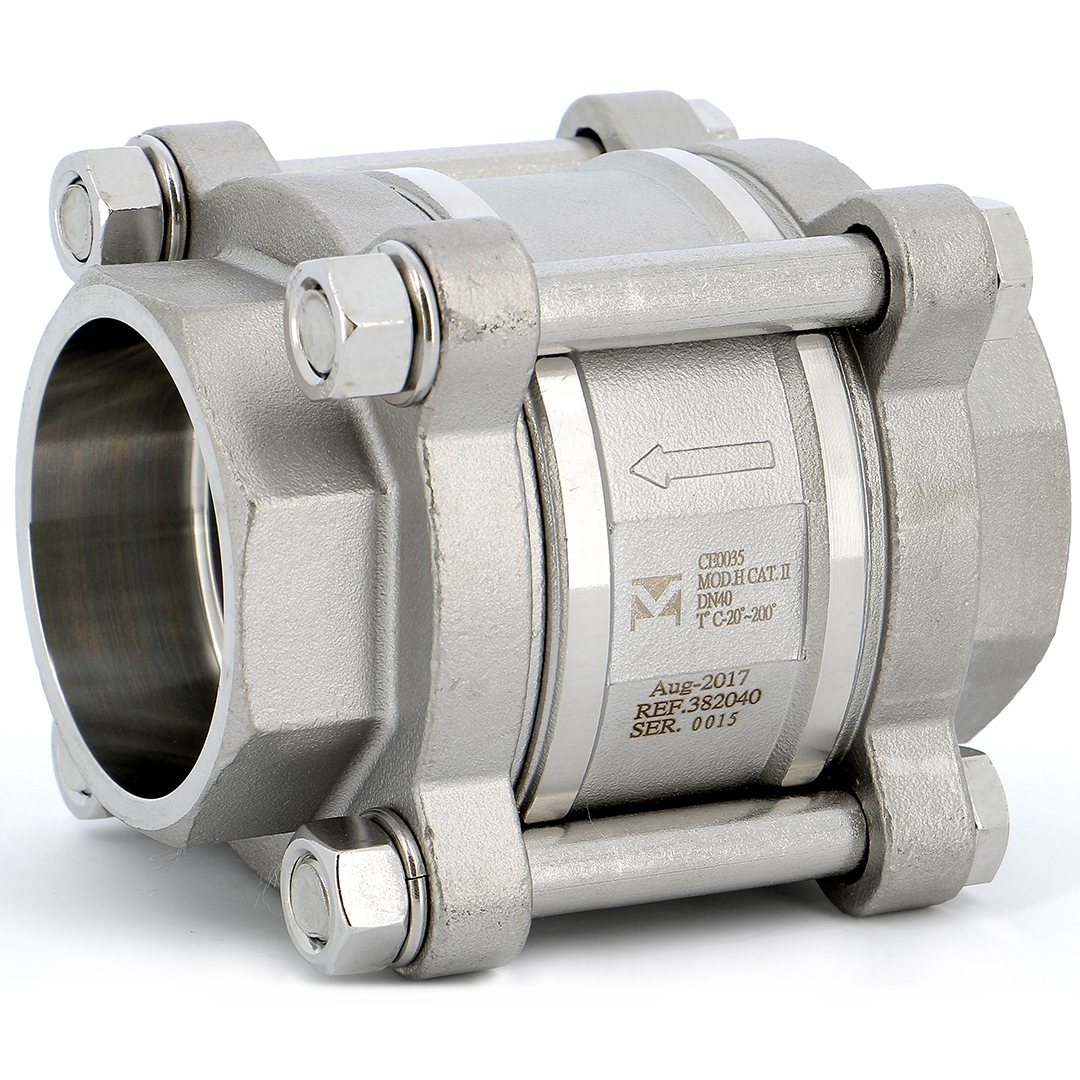 Sferaco 382080 Clapet inox toutes positions-3 pièces-a souder s.w.-pn63 80