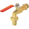 Vanne de puisage laiton brossé poignée acier plate rouge ø1/2 raccordement 3/4 tétine 15