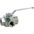Rts 3 voies acier en l-pn350/400-taraudé bsp-poignée aluminium dn 1/2