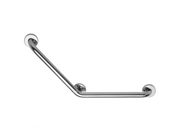 Barre d'appui 135° 400x400 mm, tube inox poli brillant ø 32 mm, 3 fixations