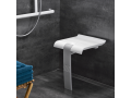 Siège de douche escamotable, 442x450x500 mm, pied alu. gris, assise abs blanc