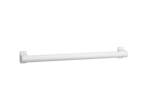 Barre droite 400 mm, tube aluminium blanc ø 38 x 25 mm, cache-fixations blanc