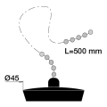 Bouchon noir øbas 41,5xøhaut 45mm, chaînette l. 500mm