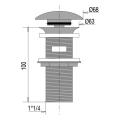 Bonde lavabo laiton chromé, digiclic, h. 100mm, avec lanterne serrage 30 à 75mm