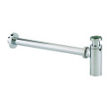 Siphon lavabo laiton chromé, réglable 50/120mm, sortie murale 300mm ø32mm