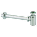 Siphon lavabo laiton chromé, réglable 52/102mm, sortie murale l. 300mm