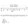 Caniveau de douche panama extra-plat, h. 66mm, réglable 400-1200, sortie ø50mm