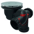 Bonde receveur ø90mm, goulue, capot métal chromé ø120mm, sortie orientable ø40mm