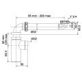 Tubulure gain d'espace lavabo métallisée et siphon design abs chromé,sortieø32mm