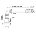 Tubulure gain d'espace lavabo métalisée et siphon abs chromé, sortie ø32 mm