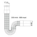 Flexible extensible ø40mm, écrou métal 1"1/2, embout lisse ø40mm