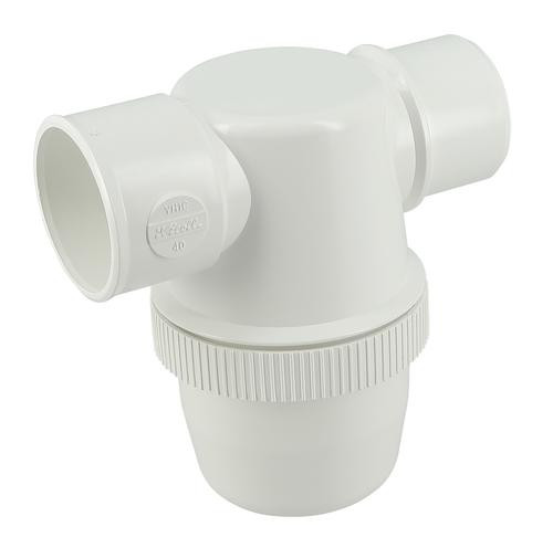 Siphon lavabo a coller horiz.d.40 pvc-c blanc
