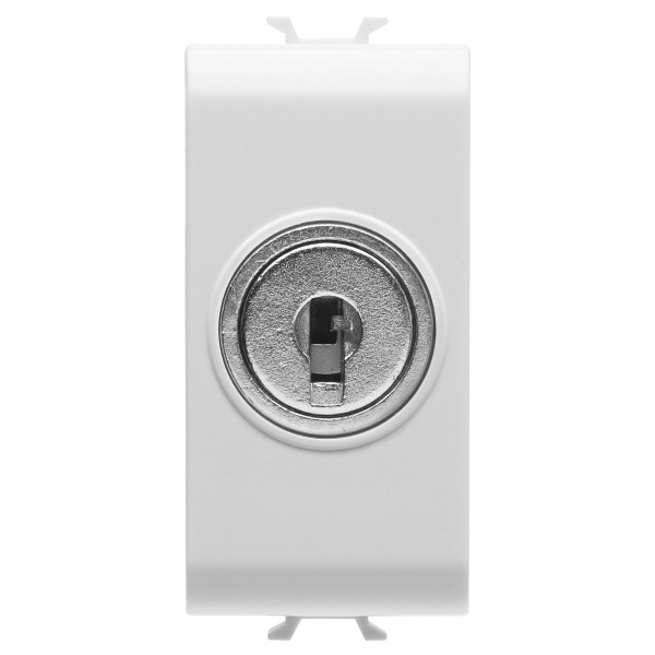 Two-way switch 1p 250v ac - 10ax - with key - 1 module - satin white - chorus