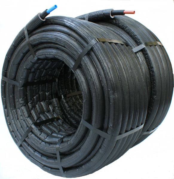 Tube per gainé isolé europex brique dn25 s/g noire-couronne 50 m -réticulé pexc