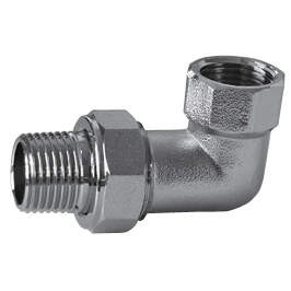 Coudé union 3/4"mf nickelé 3 pièces laiton à visser sphéro-conique