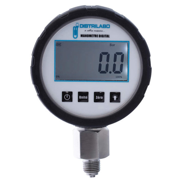 Manomètre électronique radial 0-6 1/4" Ø80 mm - boitier inox affichage digital