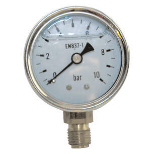 Mano inox glycérine Ø50 0-10b vert. 1/4" raccordement radial vertical