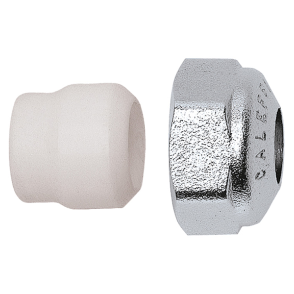 Ecrou chromé - bague ptfe 23x1,5 cu Ø16 pour robinetterie de radiateur