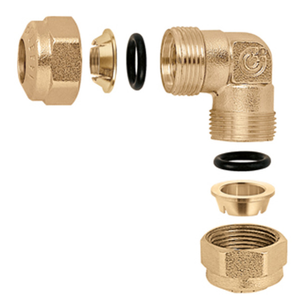 Coude égal o-ring laiton 3/4" pour tube cuivre Ø22 code usine : 905022