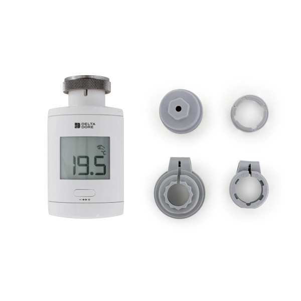 Tête de vanne thermostatique Delta Dore Trv1.0 Adapt connectée avec adaptateurs 
