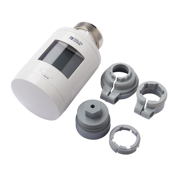 Tête de vanne thermostatique Delta Dore Trv1.0 Adapt connectée avec adaptateurs 