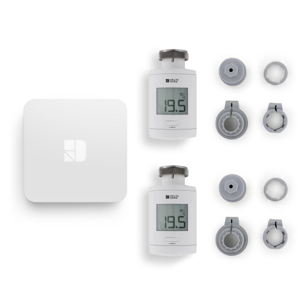 Têtes thermostatiques Delta Dore Pack Trv1.0 Connecté avec adaptateurs pour radiateurs à eau chaude