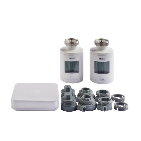 Têtes thermostatiques Delta Dore Pack Trv1.0 Connecté avec adaptateurs pour radiateurs à eau chaude