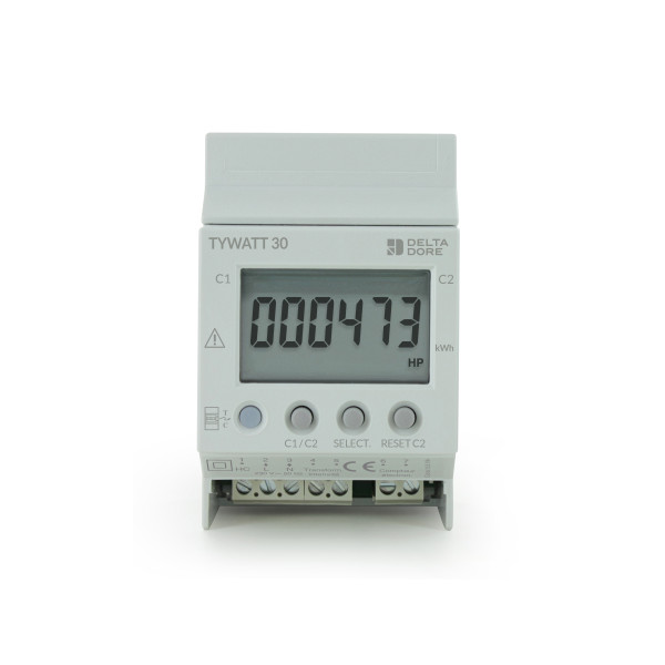 Indicateur de consommation Delta Dore Tywatt 30 modulaire pour compteur monophasé