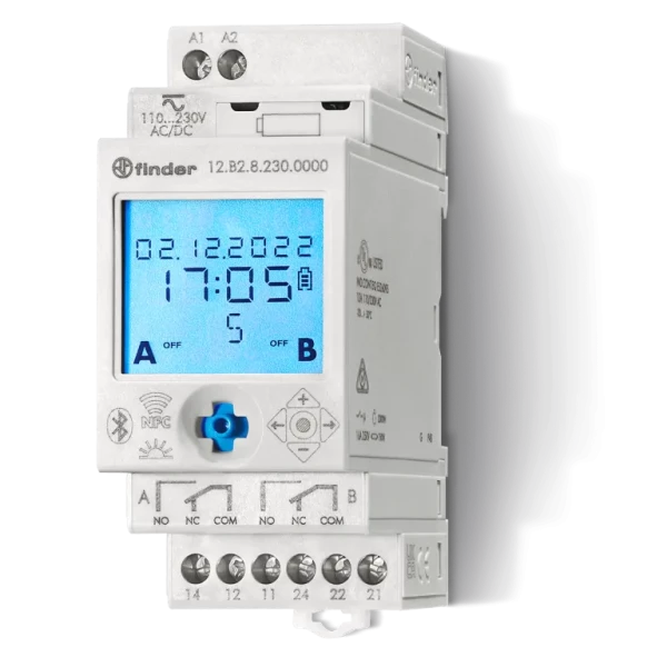 Horloge astro annuelle synch digitale 2rt 16a 110 à 230vac, bluetooth+nfc (12b282300000pas) - Finder - 446653