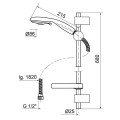 Kit barre de douche 3 jets chromé d25 Wirquin Tresio