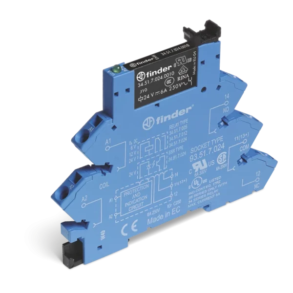 Interface modulaire à relais 1rt 6a 230-240v ac, agni + au, bornes à ressort (386182405060)