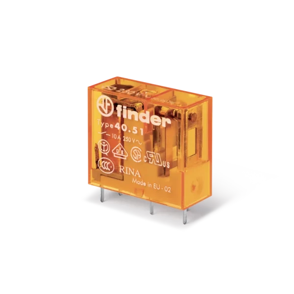 Relais circuit imprime 1rt 10a 60vdc agni pas 5mm lavable (405190600001PAC) - Finder - 132464