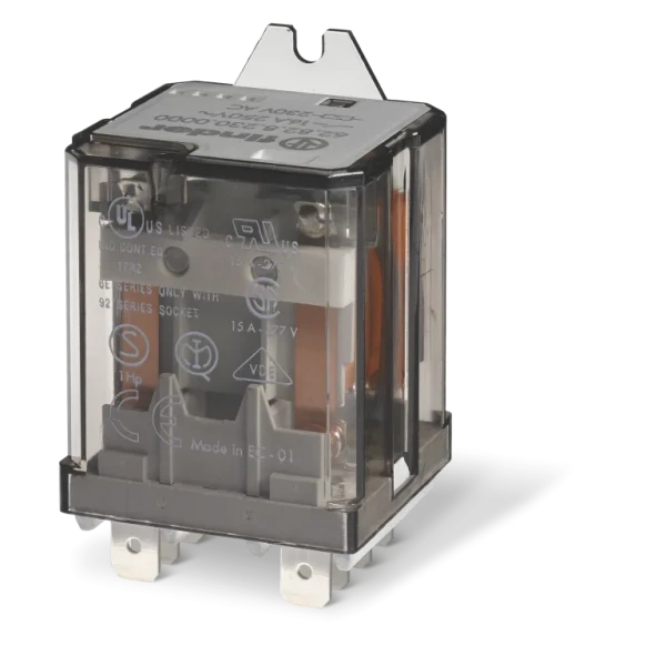 Relais de puissance faston 250 2rt 16a sous 250vac 230vac bouton test+indicateur mecanique (628282300040PAS)
